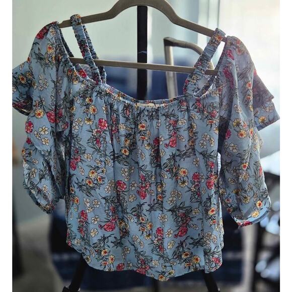 Umgee USA Blue Floral Off-Shoulder Top – Size S (NWT) - Picture 2 of 4